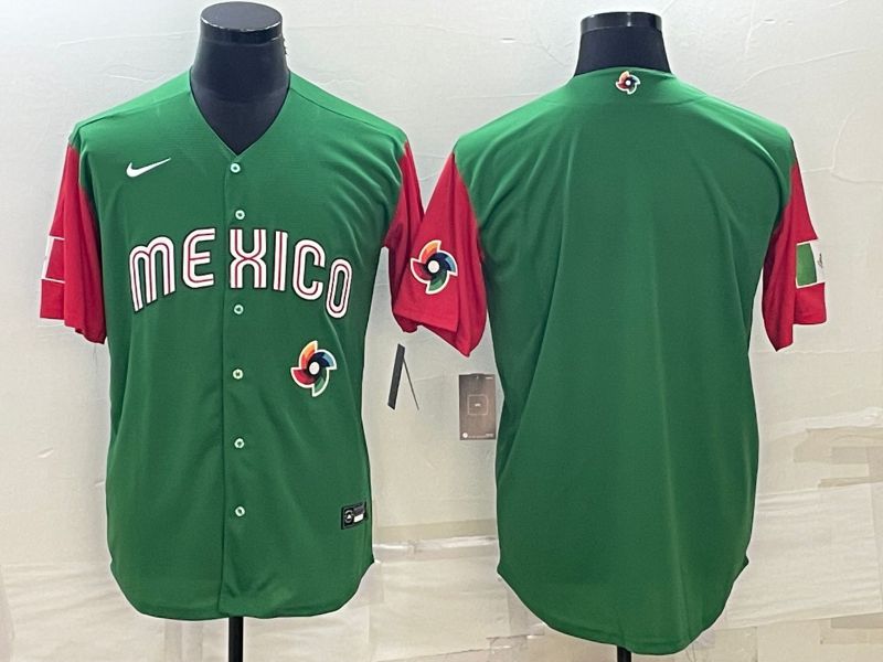 Men 2023 World Cub Mexico Blank Green Nike MLB Jersey3